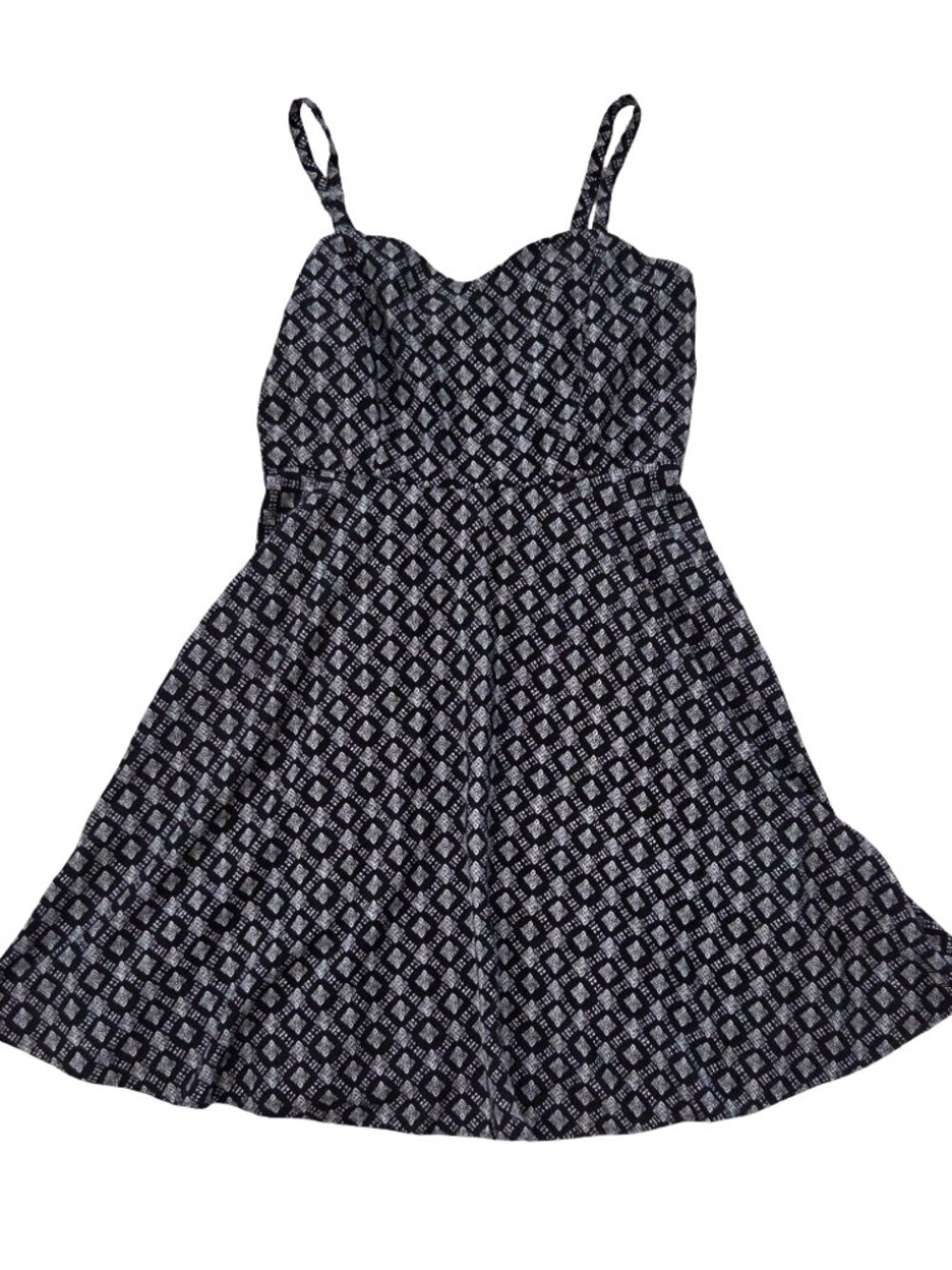 Old Navy Cami Dress Womens M Black White Geometric Fit Flare Sundress Bohemian